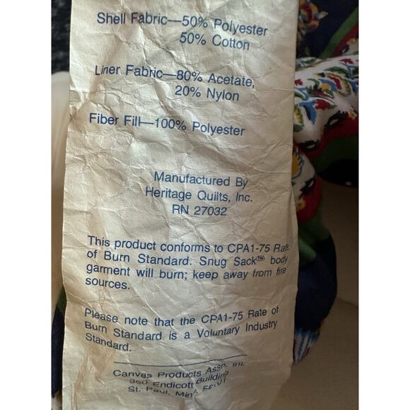 Vintage Heritage Quilt Snug Sack Wearable Sleeping Bag Lounge Blanket 28” X 72” - Picture 3 of 6